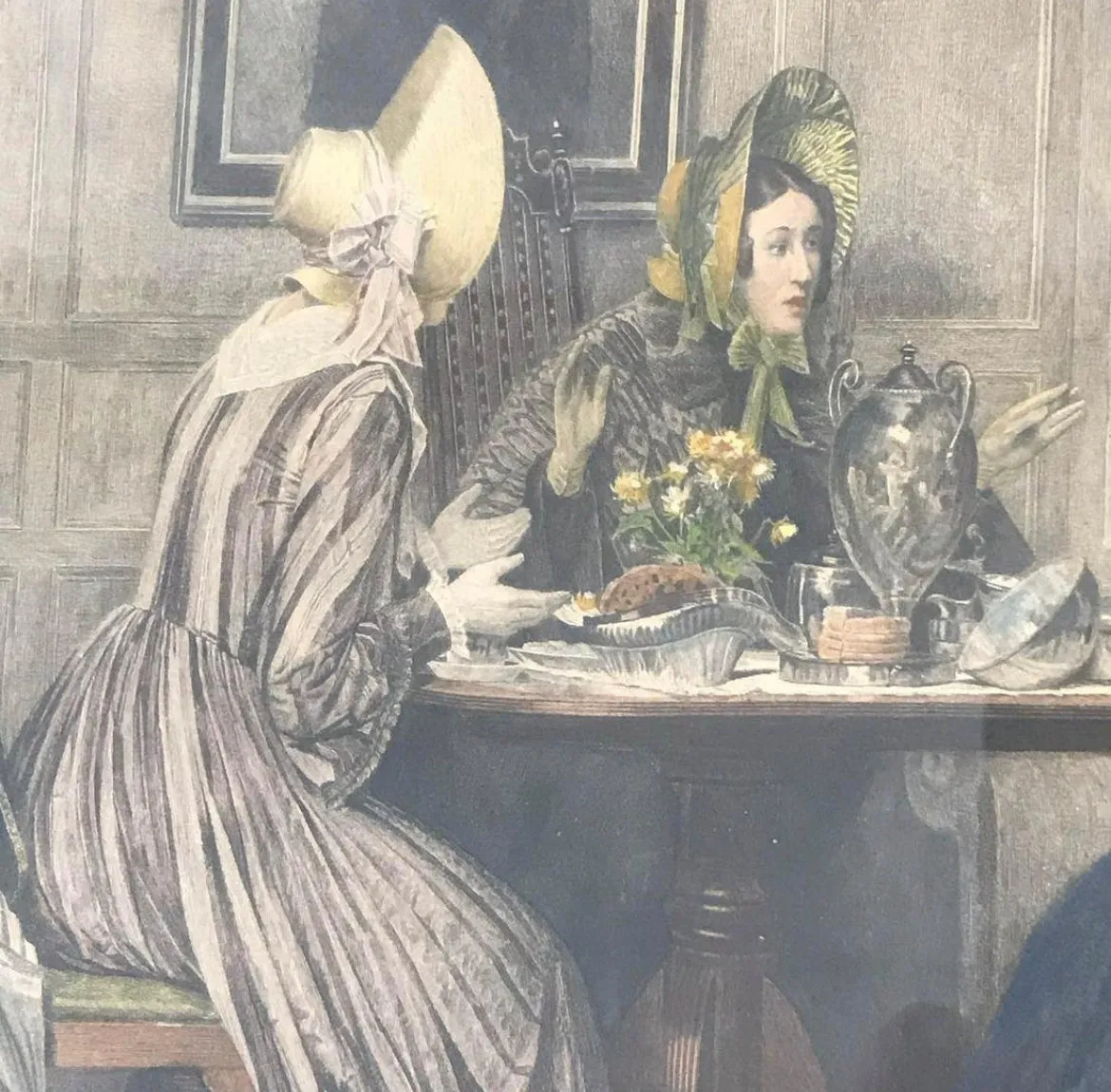 1936 Scandal and Tea, Hand-Colored Litho