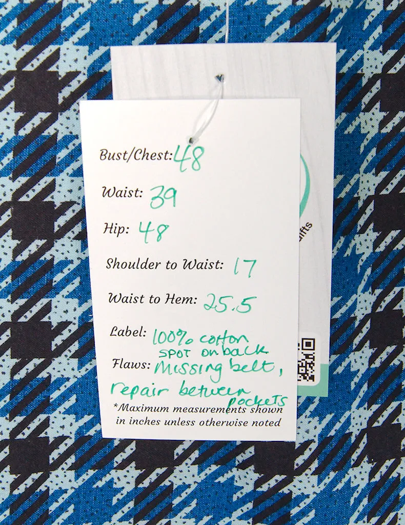 1950s Blue Houndstooth Dress