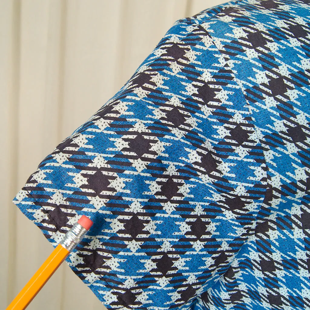 1950s Blue Houndstooth Dress