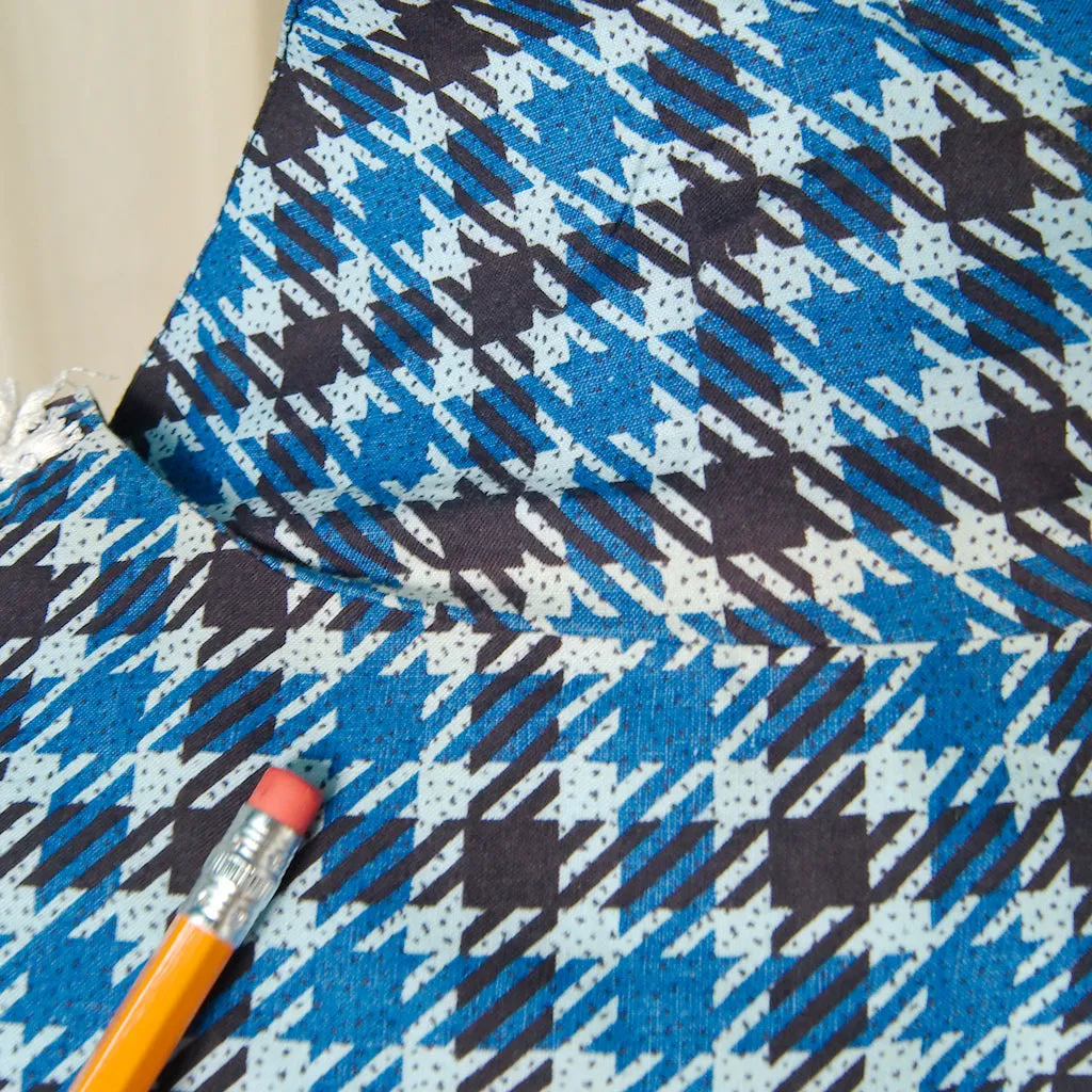 1950s Blue Houndstooth Dress