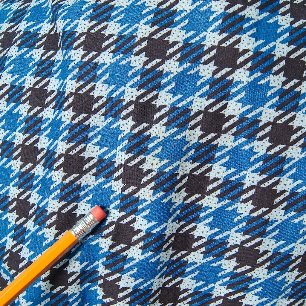 1950s Blue Houndstooth Dress