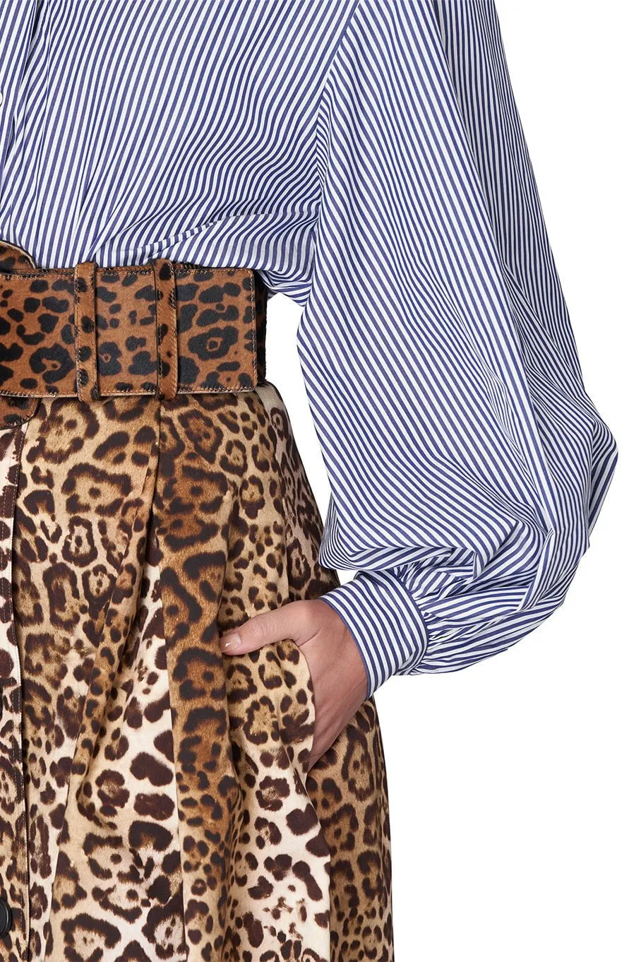 A-Line Button Front Midi Skirt