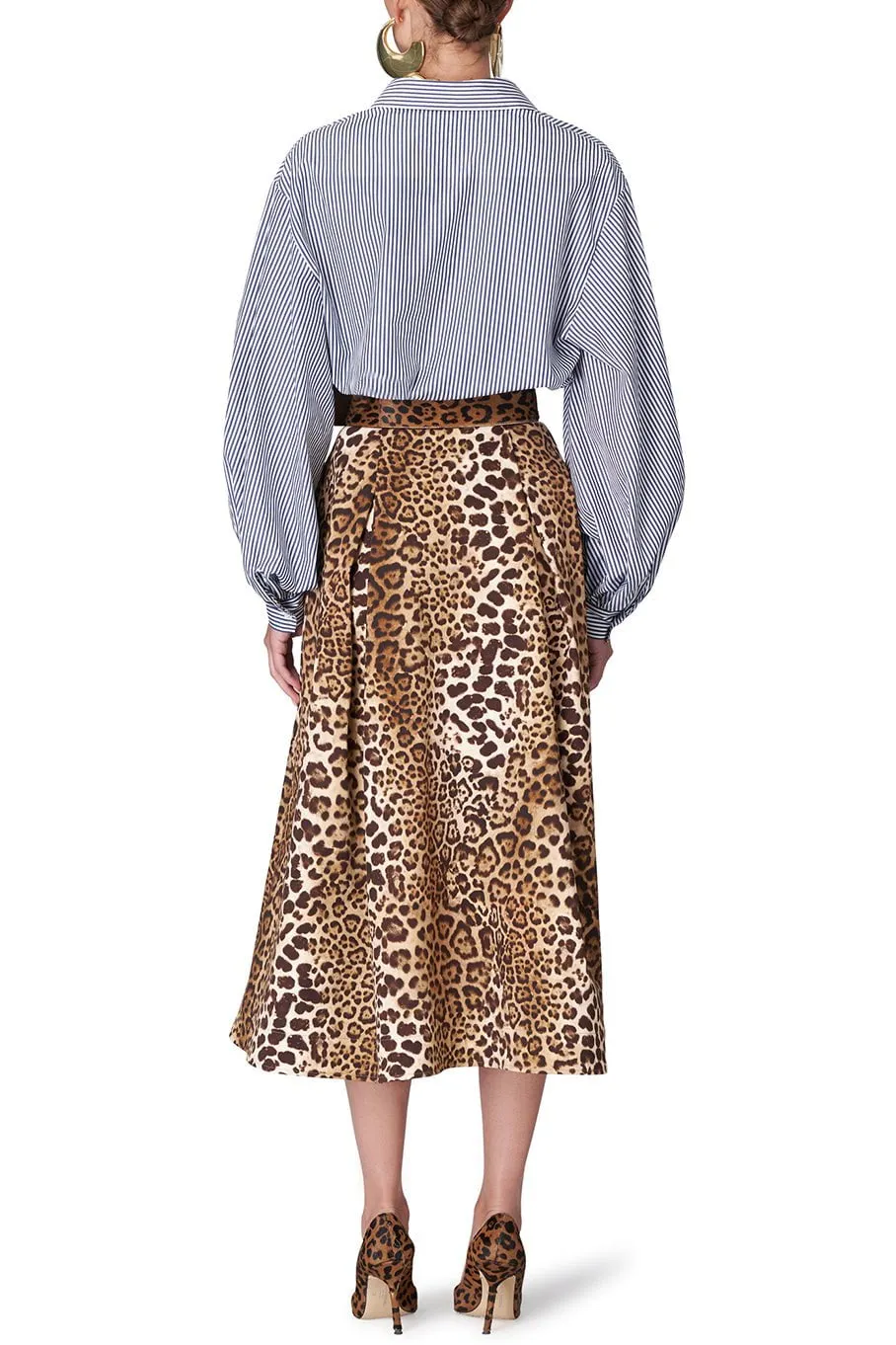 A-Line Button Front Midi Skirt