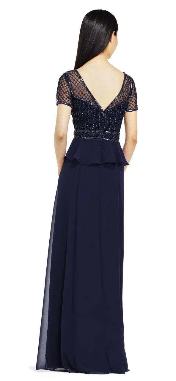 Adrianna Papell AP1E201086 Sparkly V-Neck A-Line Dress