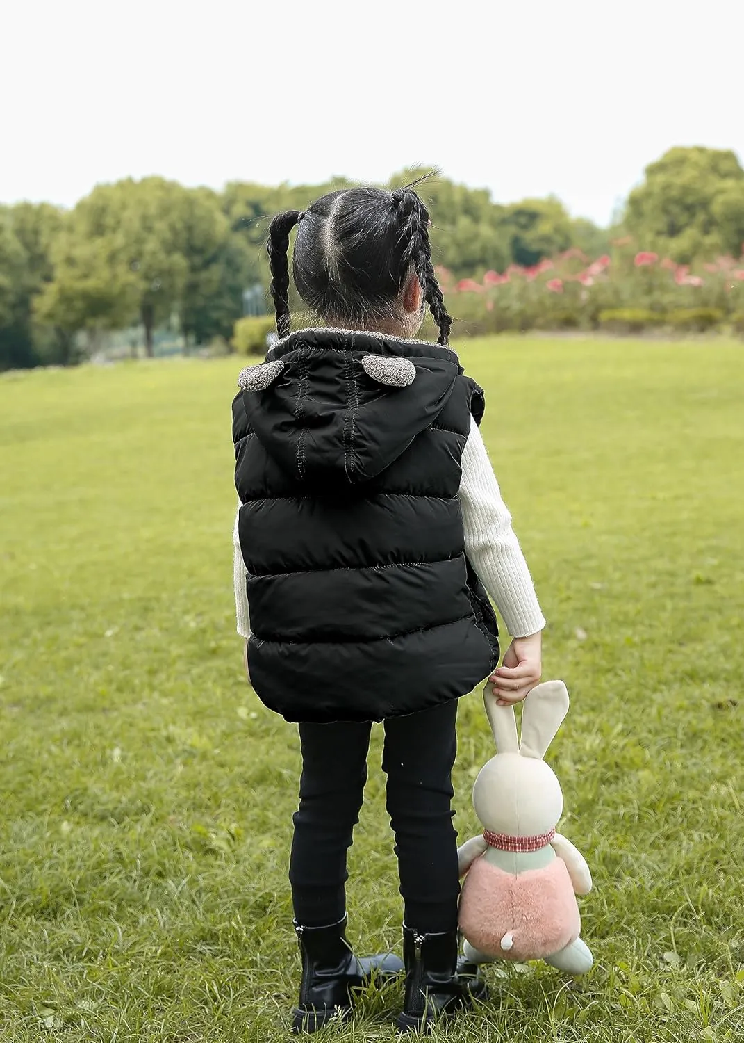 AIWUHE Toddler Boys Girls Hooded Puffer Vest Padded Warm Winter Jacket Sleeveless Bear ears Zipper Up Coat with pocket 1-7Y