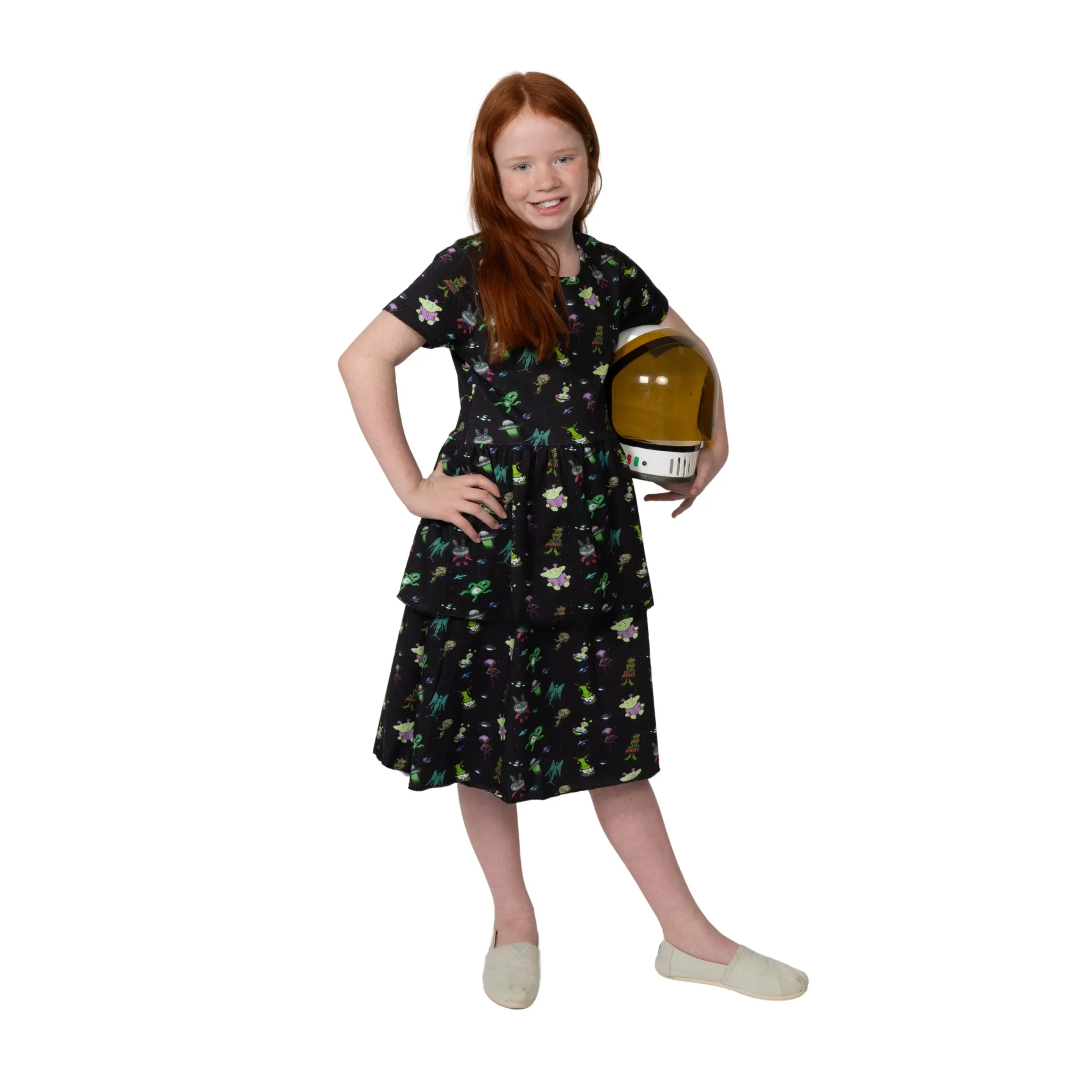 Aliens Art Kids Layered Dress
