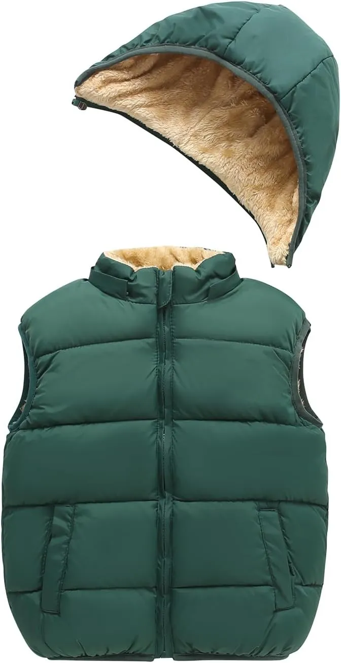 AMIYAN Toddler Winter Puffer Vest Boys Hooded Sleeveless Jacket Lightweight Warm Down Coat with Pocket for Kids 1-7 Years