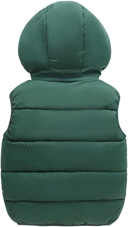 AMIYAN Toddler Winter Puffer Vest Boys Hooded Sleeveless Jacket Lightweight Warm Down Coat with Pocket for Kids 1-7 Years