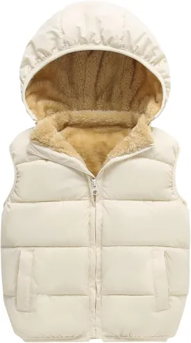 AMIYAN Toddler Winter Puffer Vest Boys Hooded Sleeveless Jacket Lightweight Warm Down Coat with Pocket for Kids 1-7 Years
