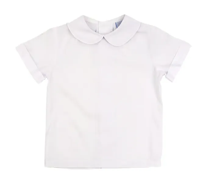 Bailey Boys White Button Back, Boys SS Piped Shirt