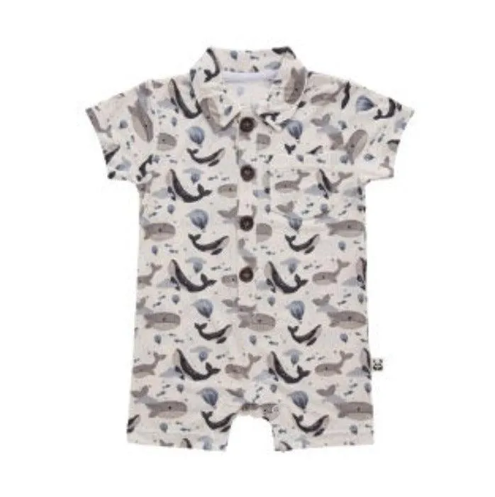 Bamberry x Kryz Button Down Romper - Whale