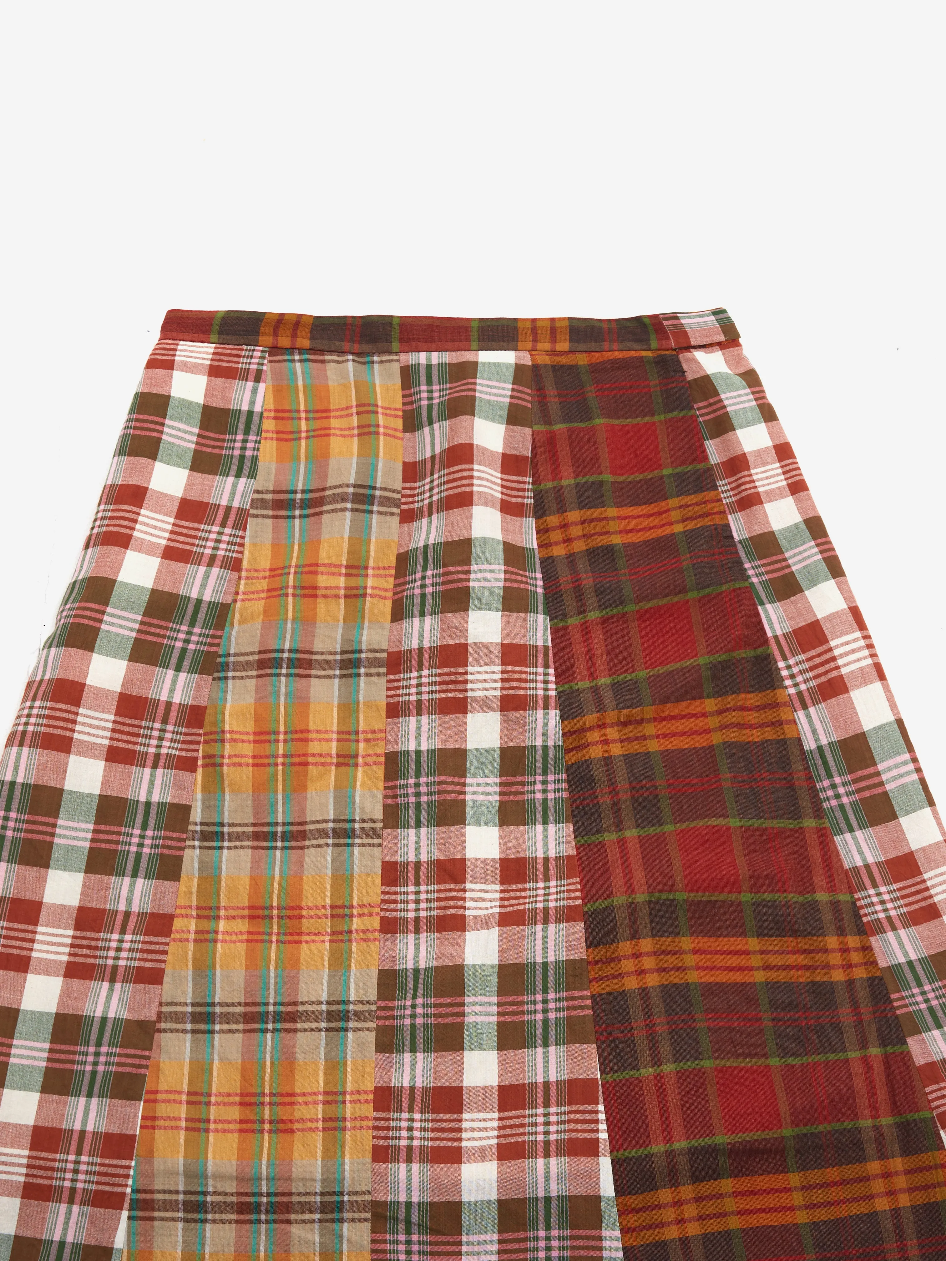 Beams Boy Madras Check Crazy Skirt - Brown