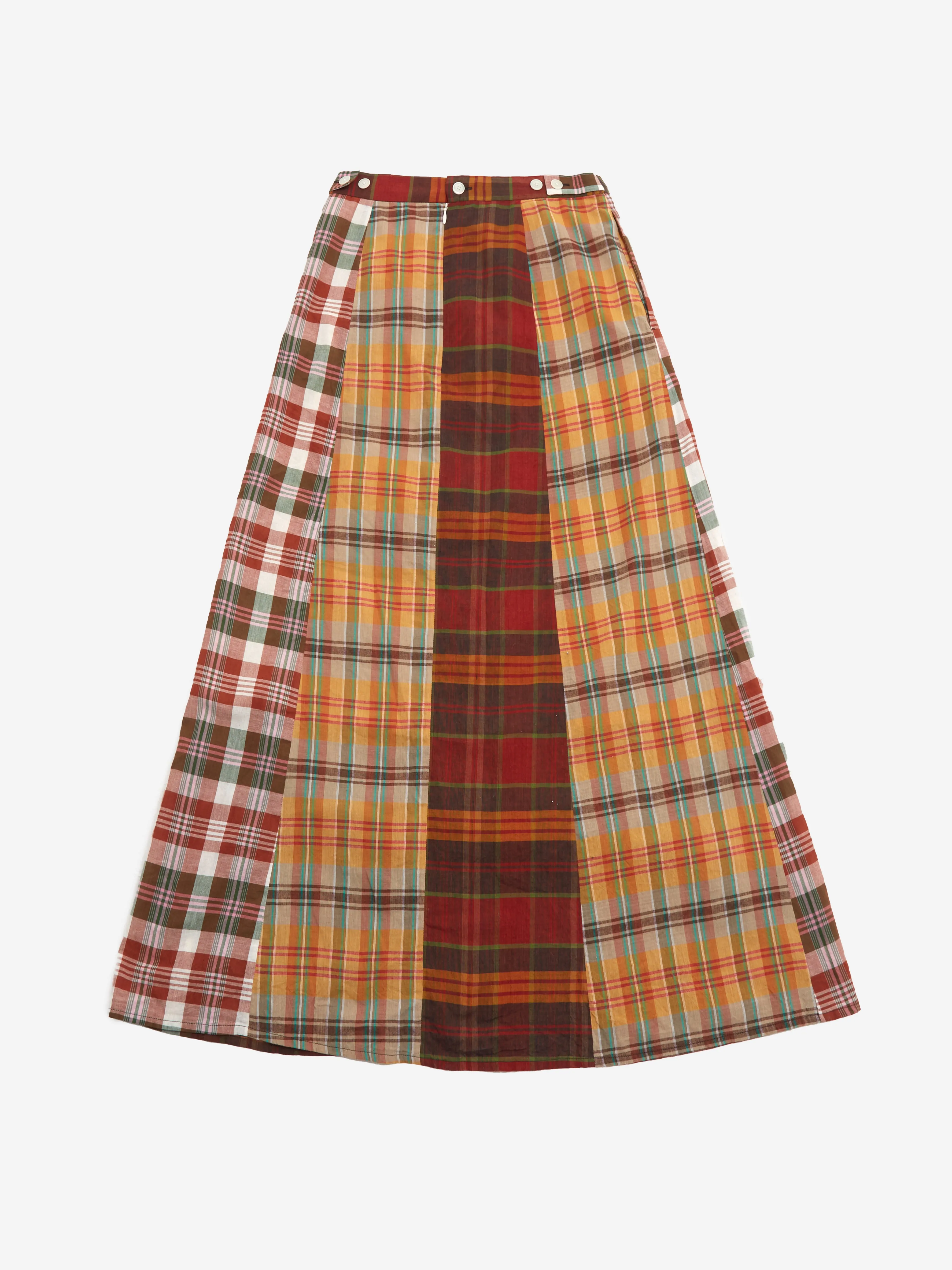 Beams Boy Madras Check Crazy Skirt - Brown