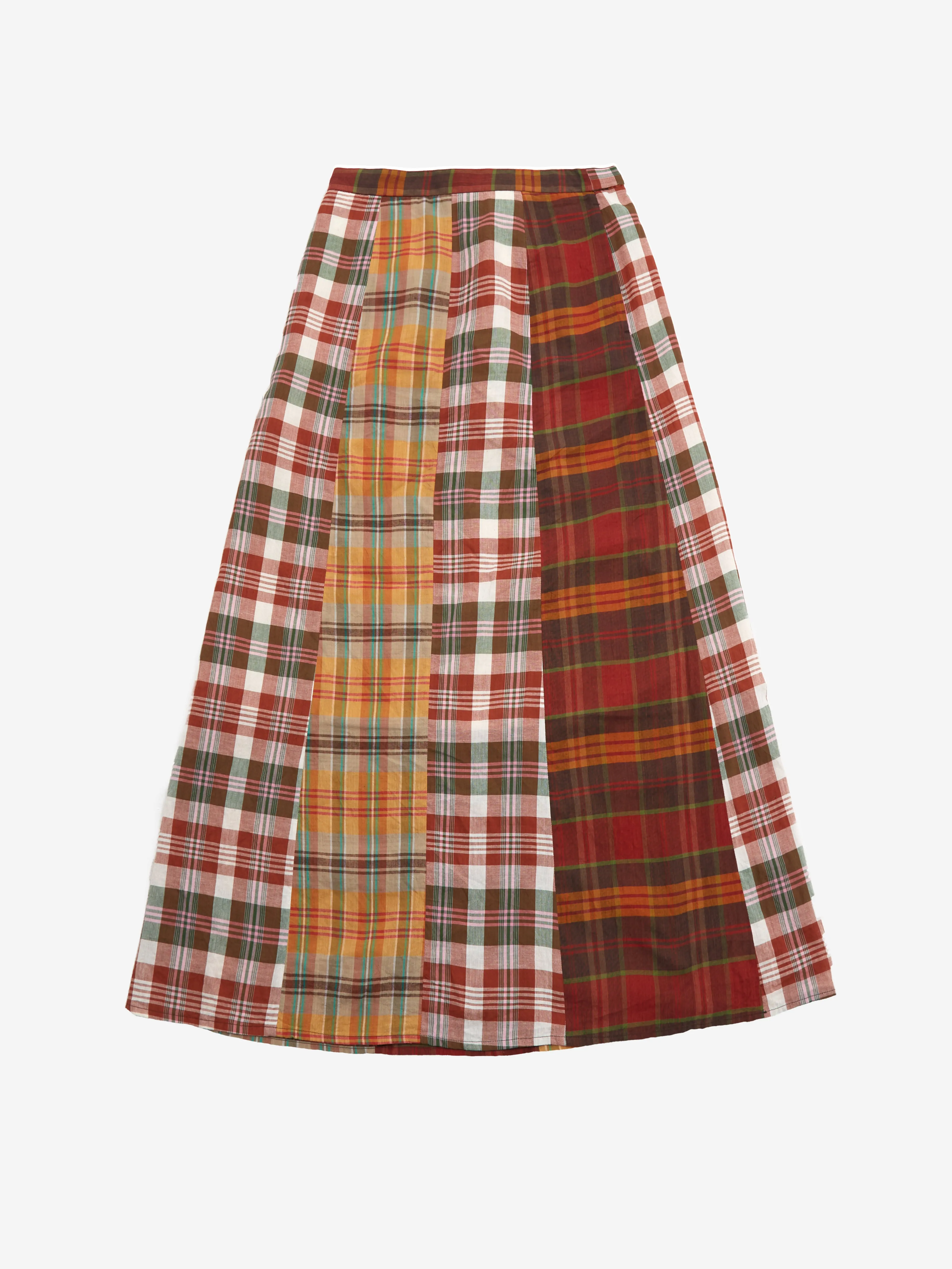Beams Boy Madras Check Crazy Skirt - Brown