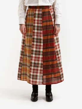 Beams Boy Madras Check Crazy Skirt - Brown