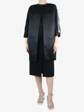 Black embellished satin coat - size UK 10