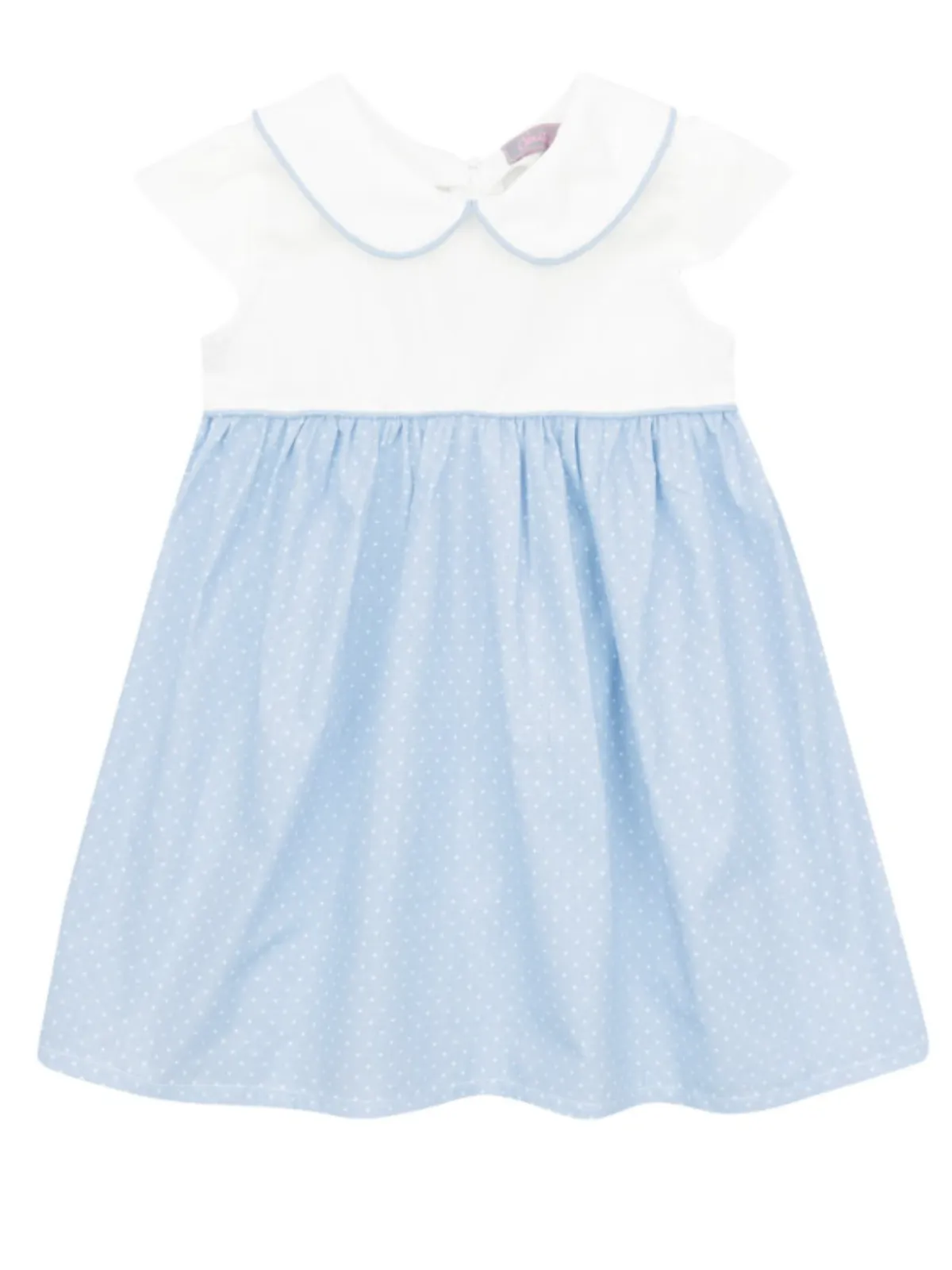 Blue Peter Pan Collared Polka Dot Dress by Kids Couture