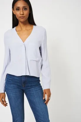 Blue Top With Front Pocket Ex-Branded