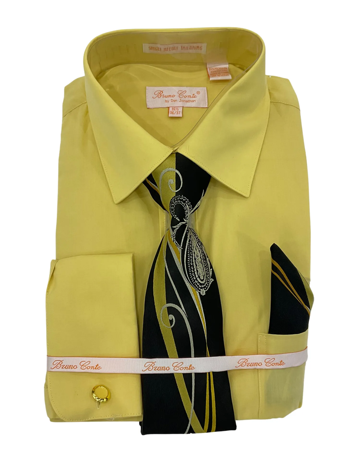 Bruno Conte Regular Fit Dress Shirt Combo - Yellow Mustard