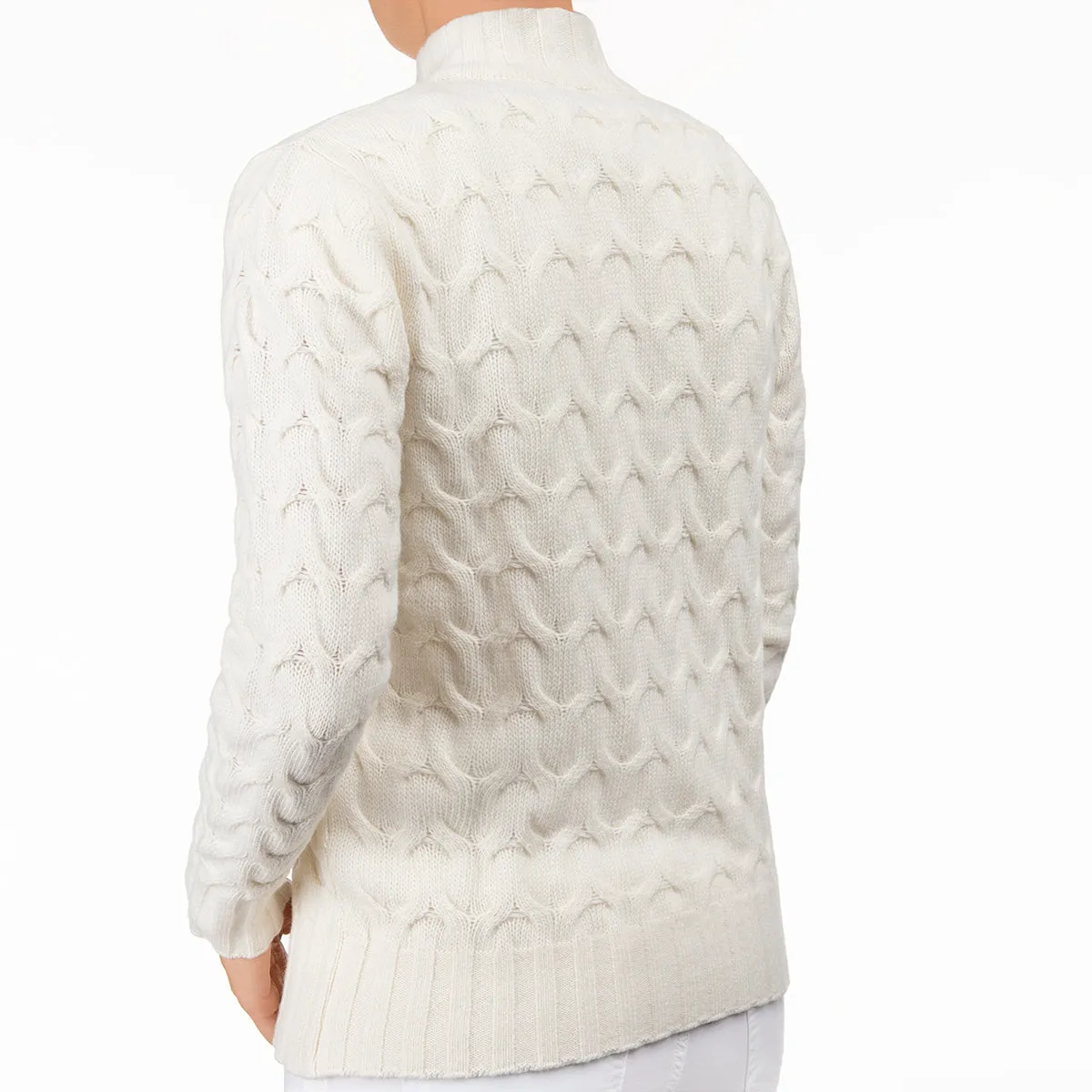 Cable Knit Cardigan in White
