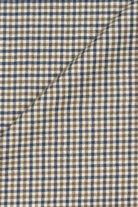 Carlo Barbera Ivory/Olive/Navy Cashmere Mini Check Cloth - 2m