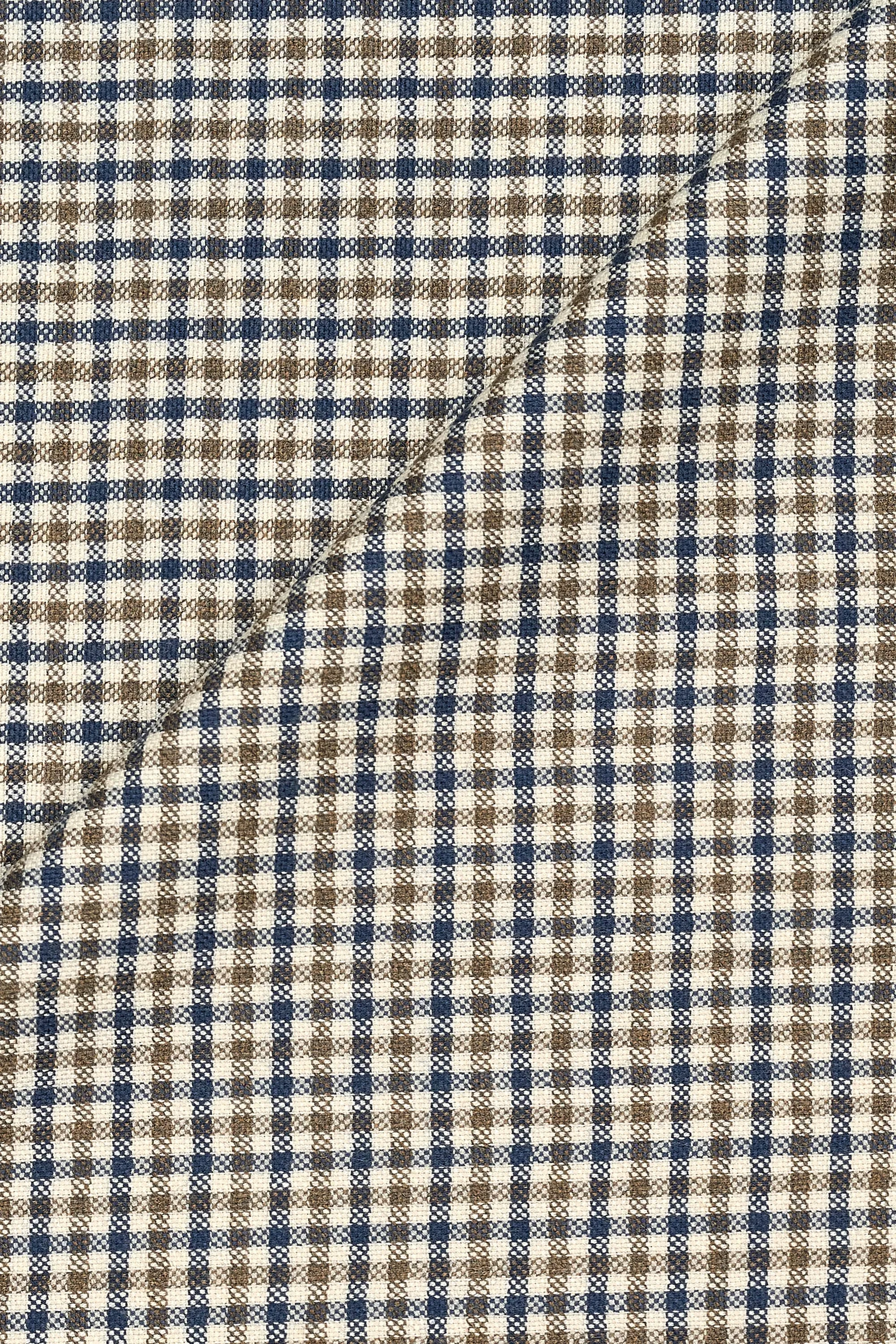 Carlo Barbera Ivory/Olive/Navy Cashmere Mini Check Cloth - 2m
