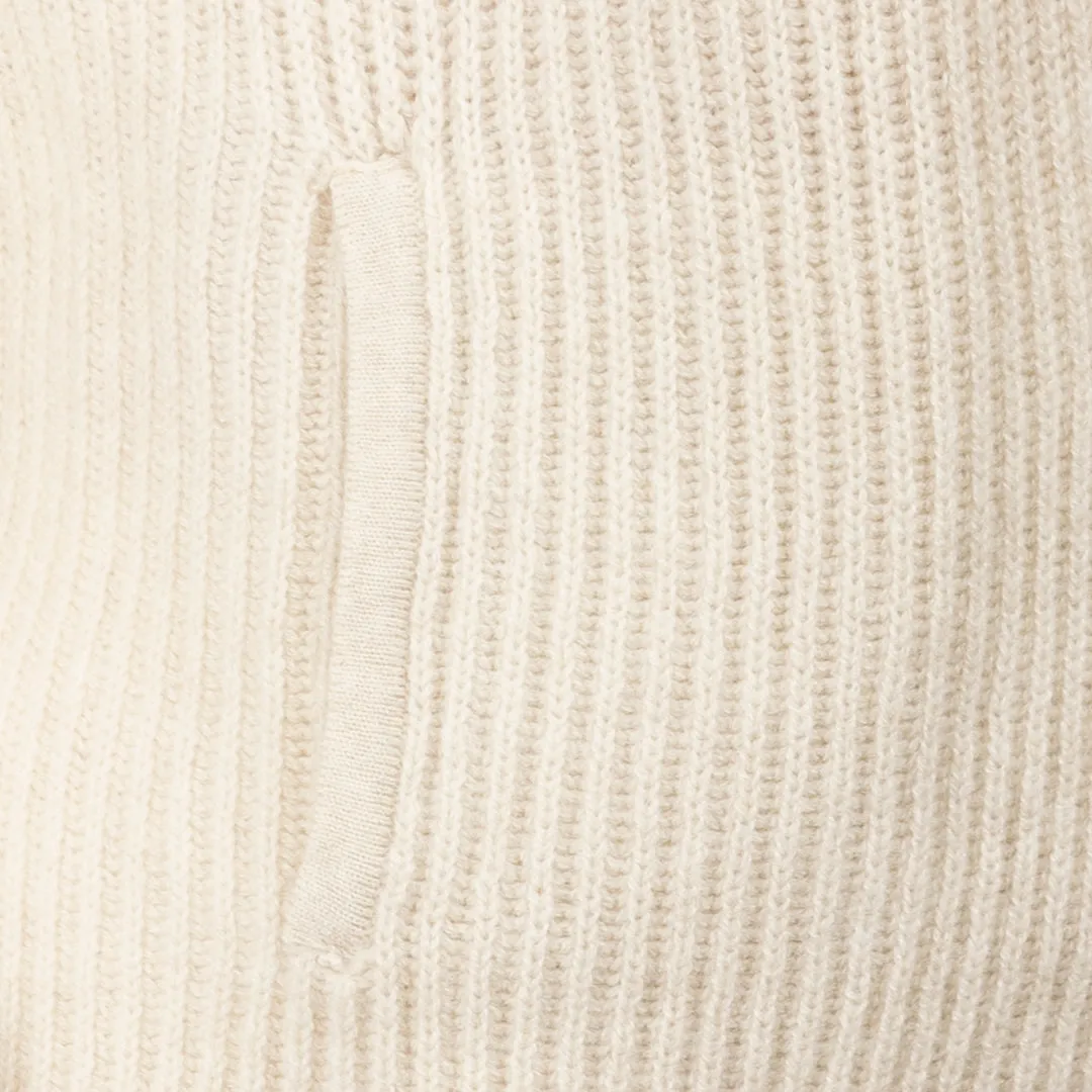 Cashmere & Wool Rib Zip Cardigan in Latte