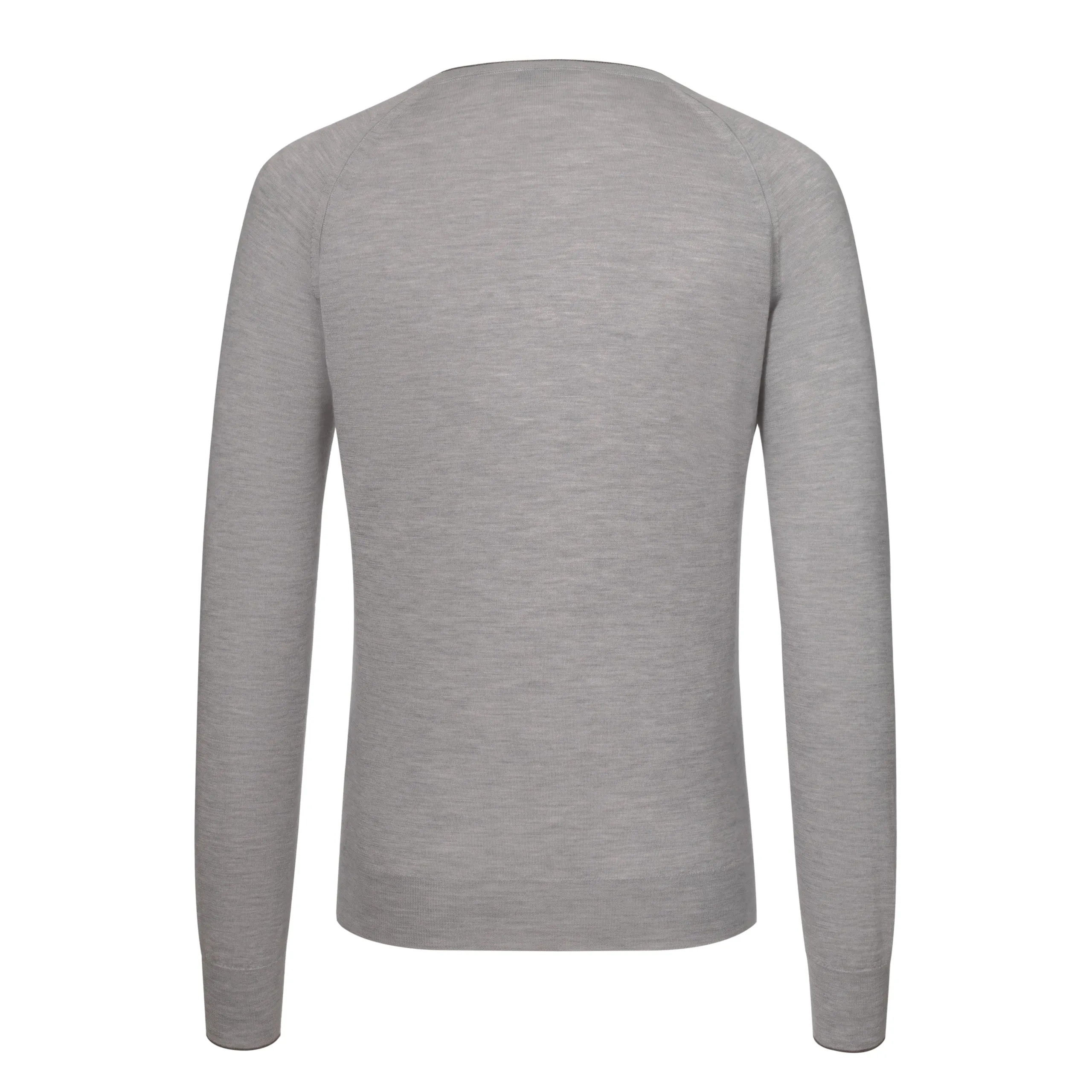 Cashmere and Silk Crew-Neck Sweater in Light Grey Melange