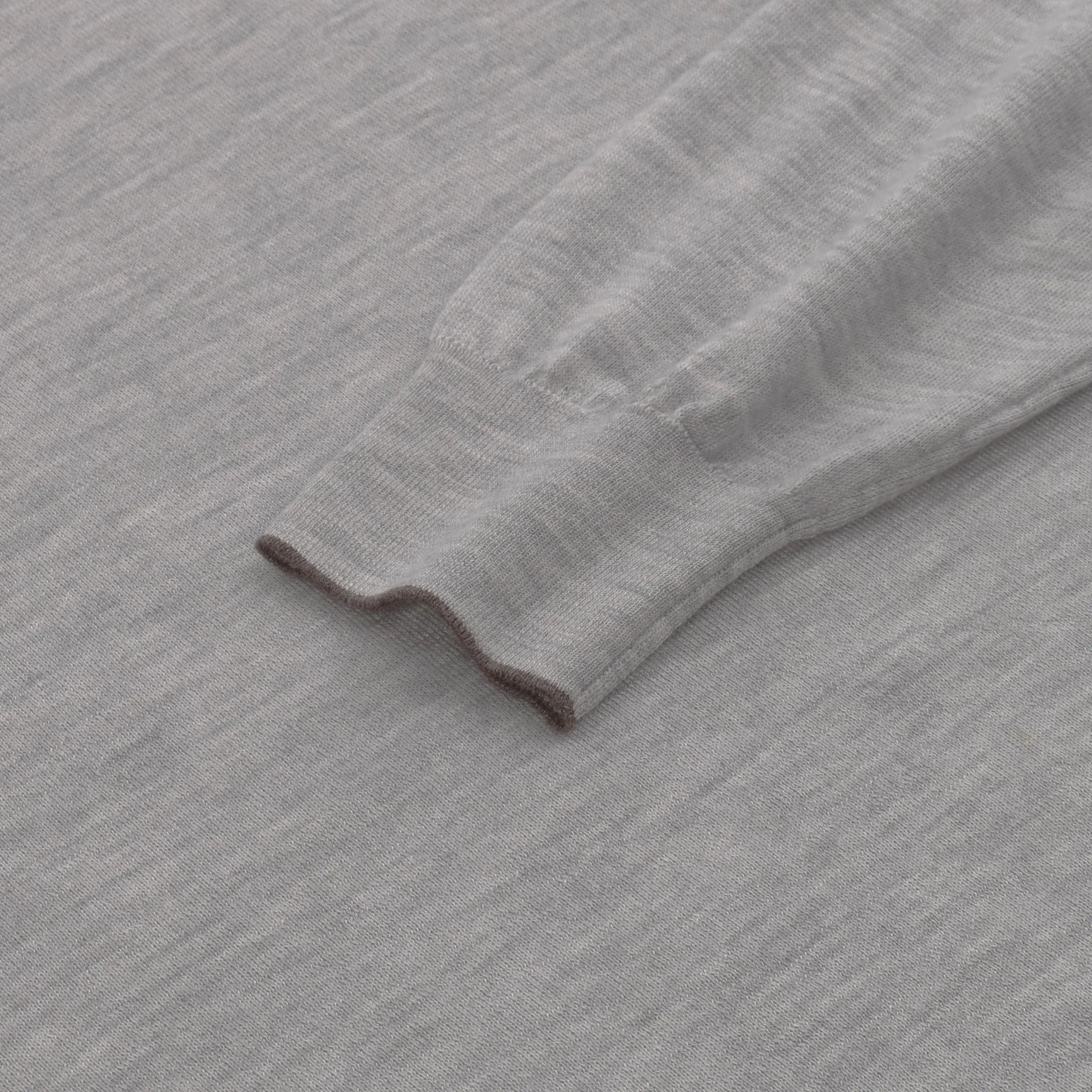 Cashmere and Silk Crew-Neck Sweater in Light Grey Melange