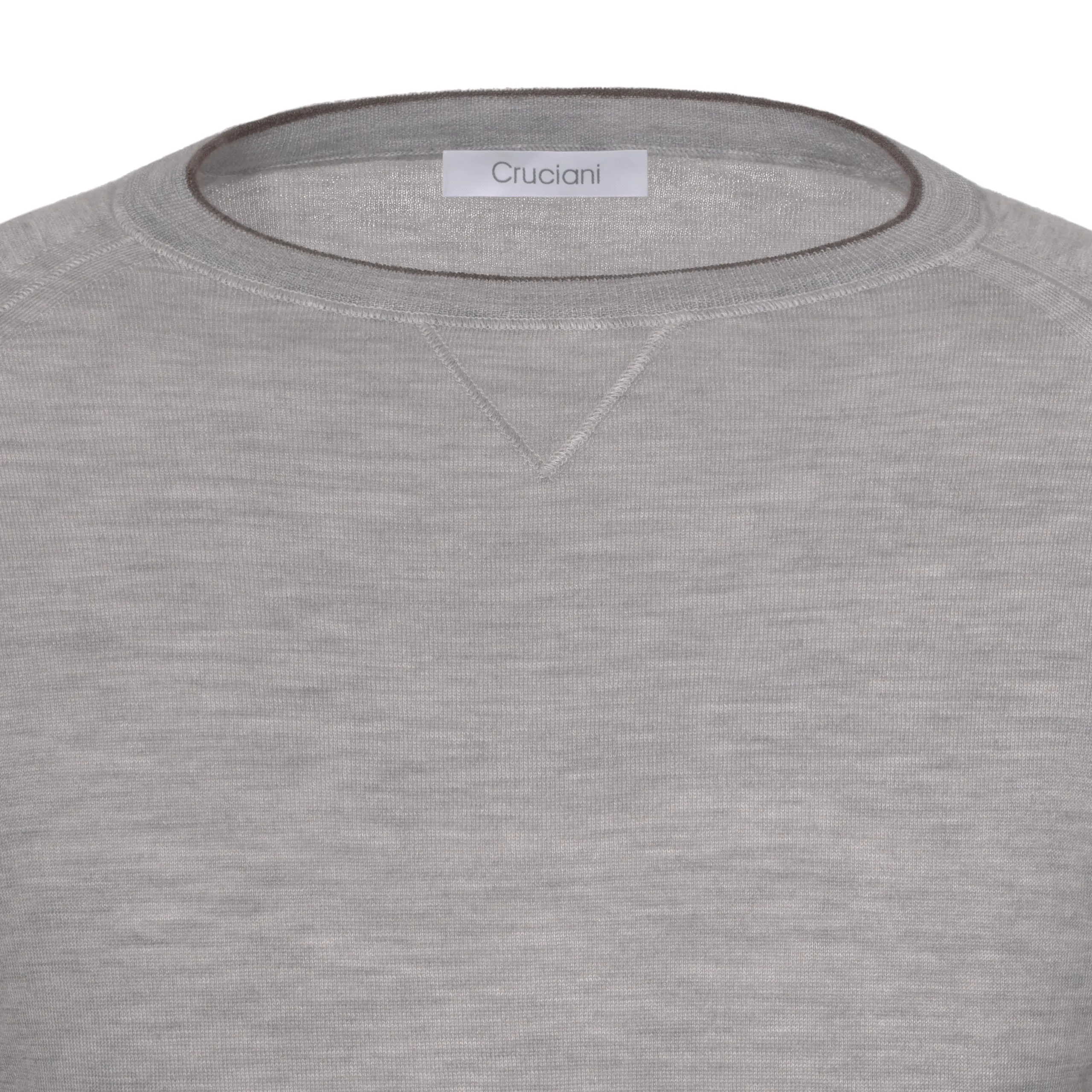 Cashmere and Silk Crew-Neck Sweater in Light Grey Melange