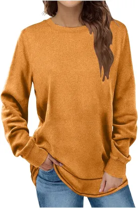 Ceboyel Womens Long Sleeve T Shirts 2023 Loose Fit Tops Round Neck Causal Blouses Shirt Trendy Fall Winter Outfits Clothes