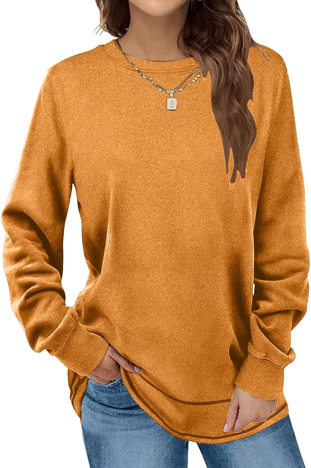 Ceboyel Womens Long Sleeve T Shirts 2023 Loose Fit Tops Round Neck Causal Blouses Shirt Trendy Fall Winter Outfits Clothes