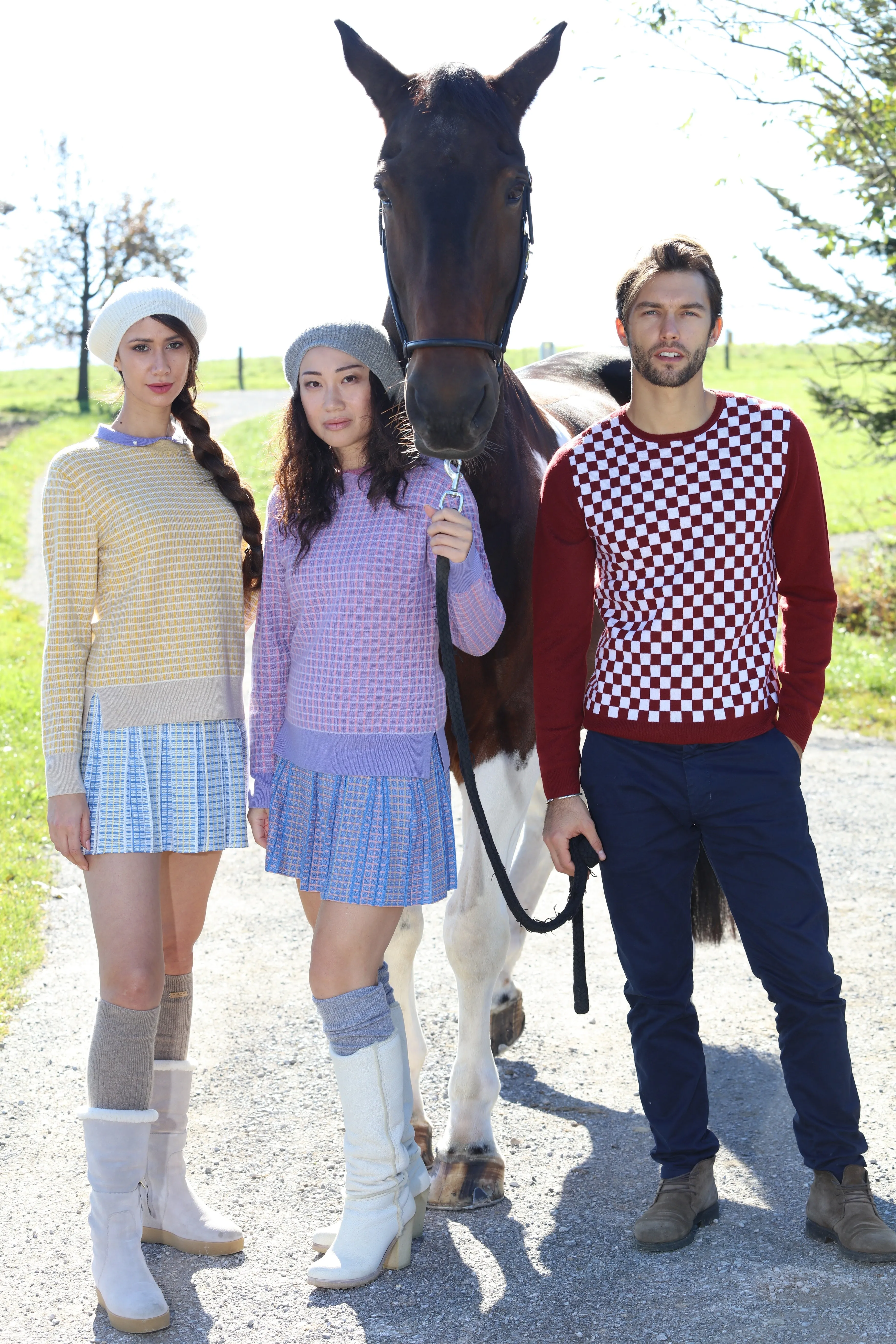 Checker Print Cashmere Merino Sweater