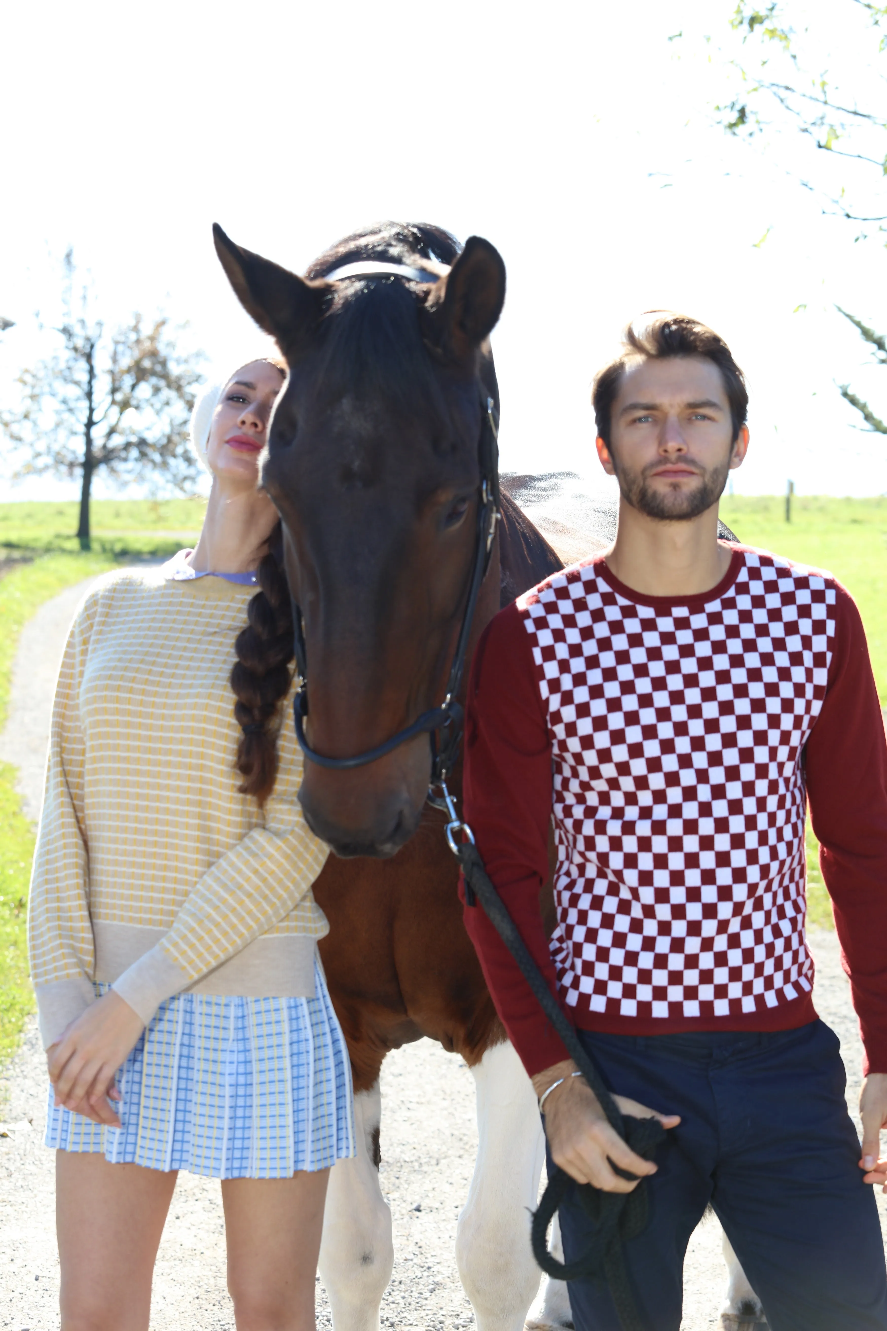 Checker Print Cashmere Merino Sweater