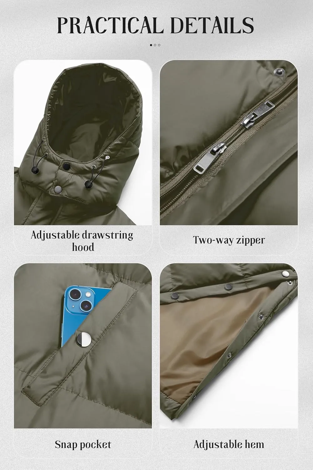 Chrisuno Women's Long Winter Coat Warm Windproof Quilted Puffer Jacket Thicken Puffy Parka With Hood