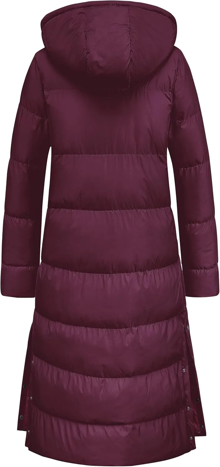 Chrisuno Women's Long Winter Coat Warm Windproof Quilted Puffer Jacket Thicken Puffy Parka With Hood