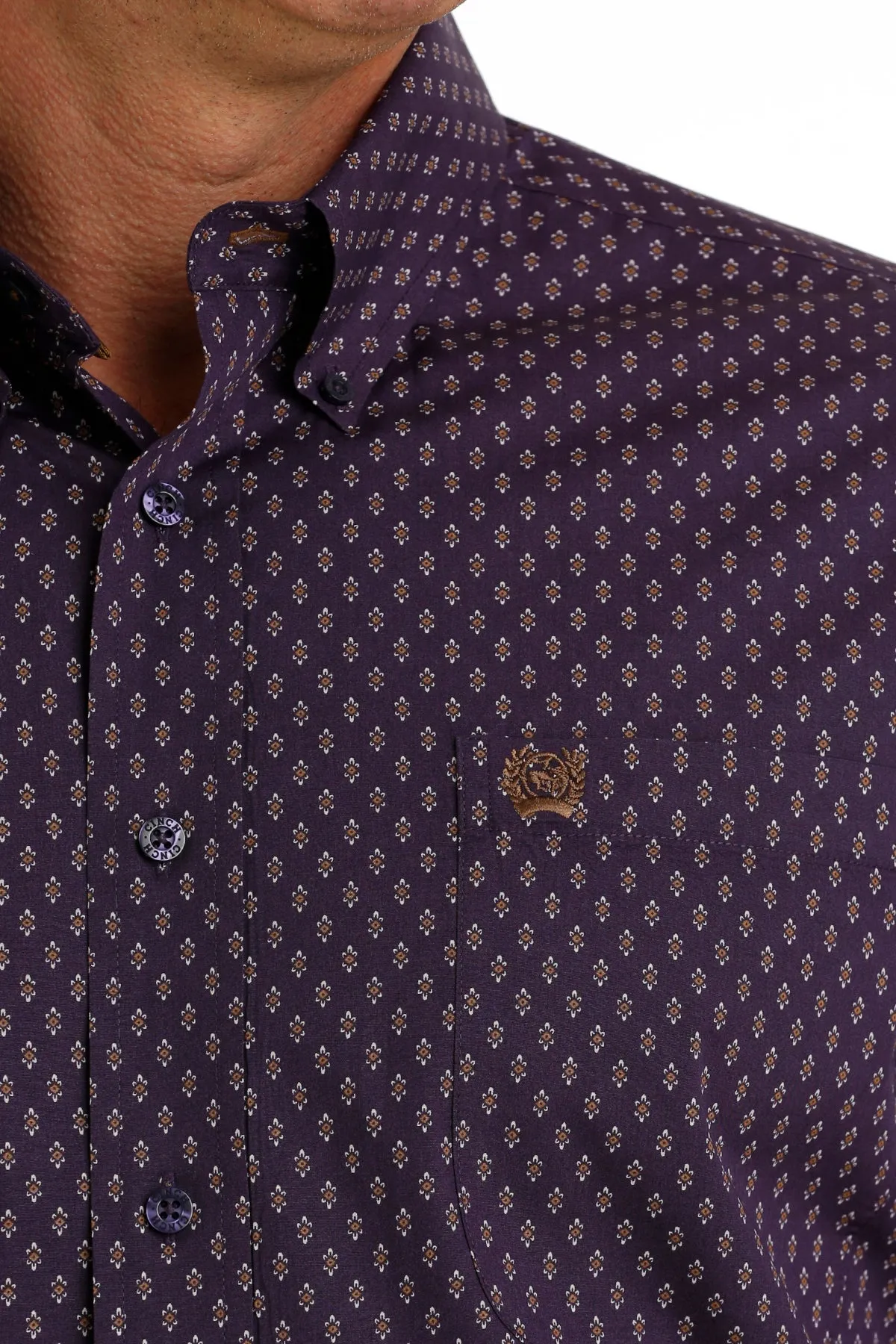 Cinch® Men's Purple Geo Print Long Sleeve Button Front Western Shirt