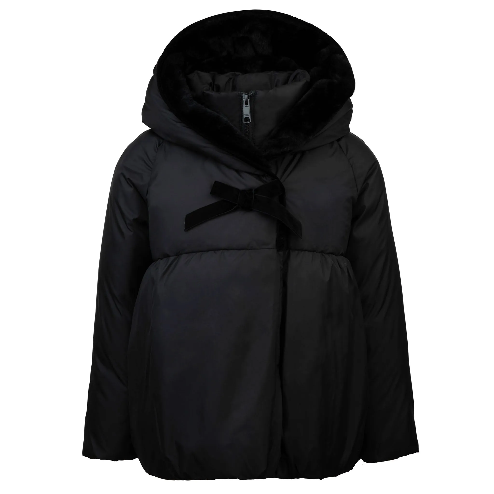 Matte Black Coat with Fur Lining
