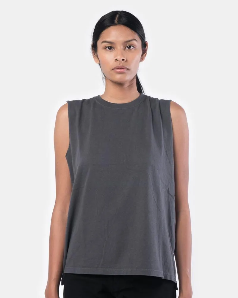 Cotton Vintage Single Jersey Muscle Tee in Charcoal