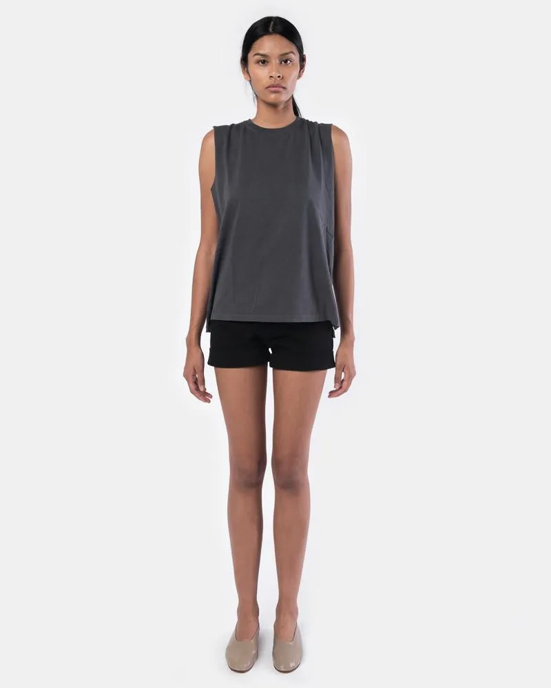Cotton Vintage Single Jersey Muscle Tee in Charcoal