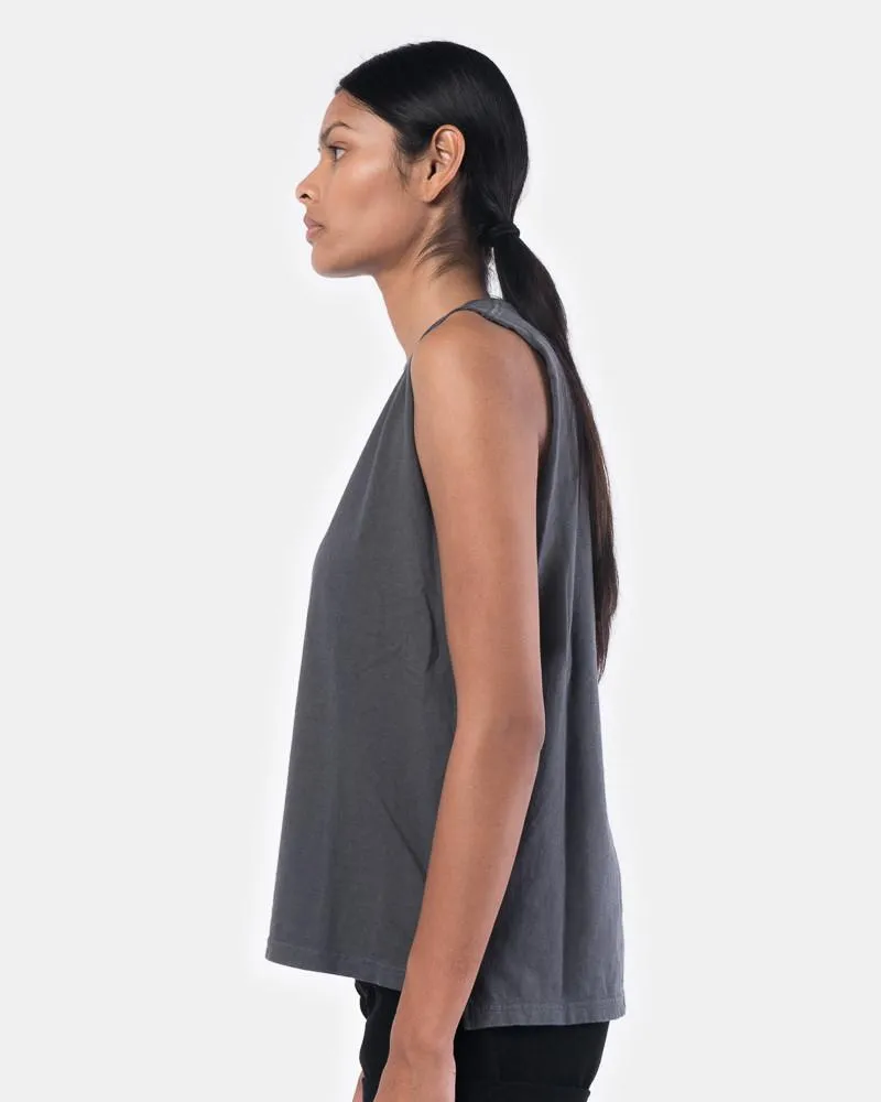 Cotton Vintage Single Jersey Muscle Tee in Charcoal
