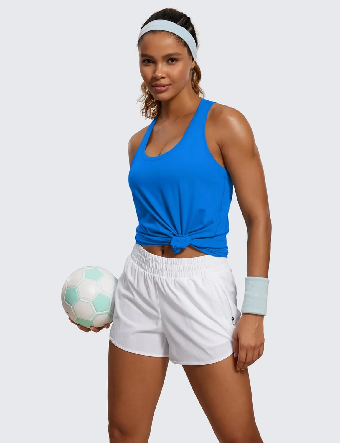 CRZ YOGA Womens Pima Cotton Racerback Workout Tank Tops Scoop Neck Athletic Loose Sleeveless Shirts
