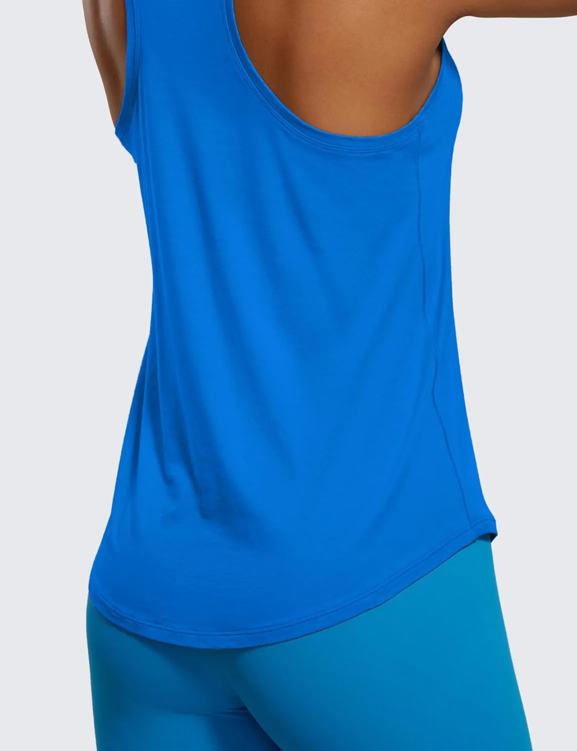 CRZ YOGA Womens Pima Cotton Racerback Workout Tank Tops Scoop Neck Athletic Loose Sleeveless Shirts