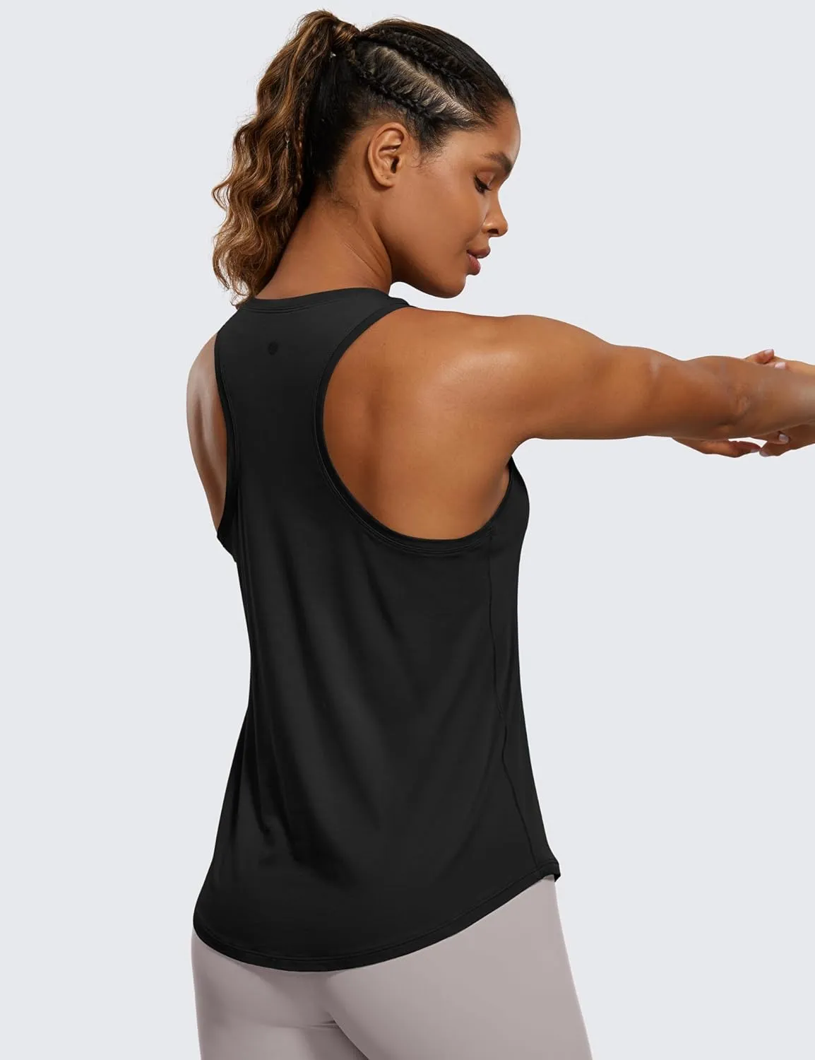 CRZ YOGA Womens Pima Cotton Racerback Workout Tank Tops Scoop Neck Athletic Loose Sleeveless Shirts