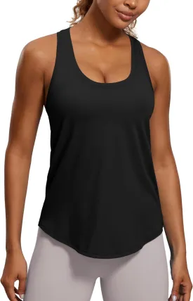 CRZ YOGA Womens Pima Cotton Racerback Workout Tank Tops Scoop Neck Athletic Loose Sleeveless Shirts