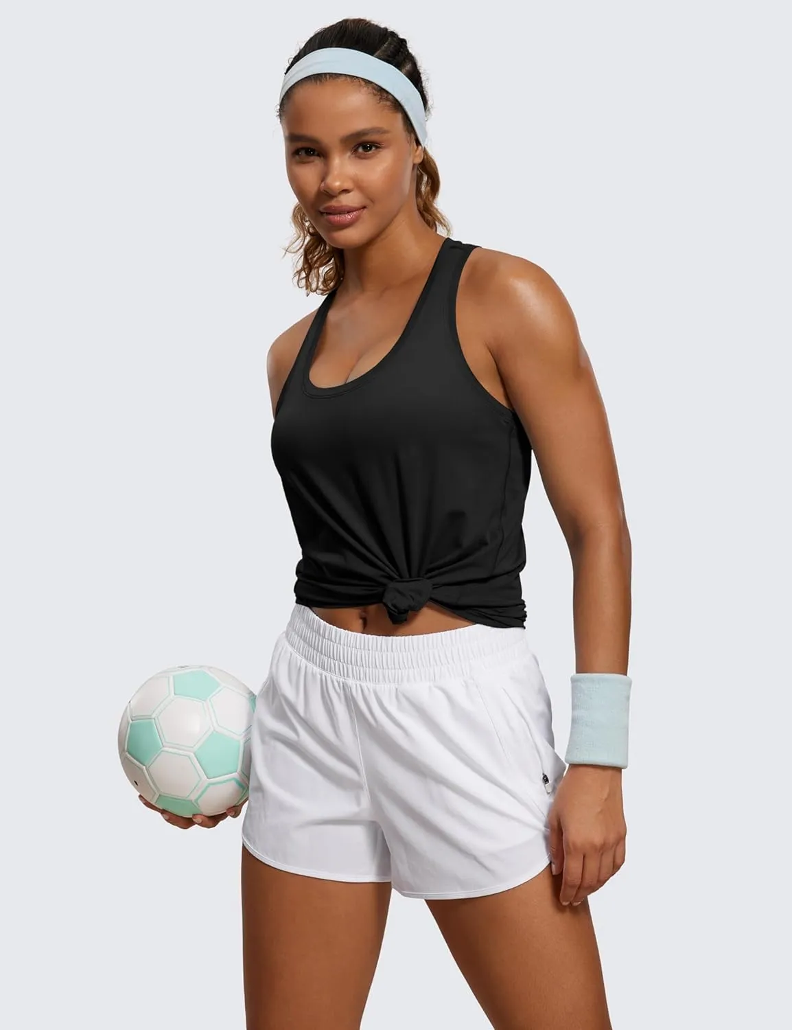 CRZ YOGA Womens Pima Cotton Racerback Workout Tank Tops Scoop Neck Athletic Loose Sleeveless Shirts