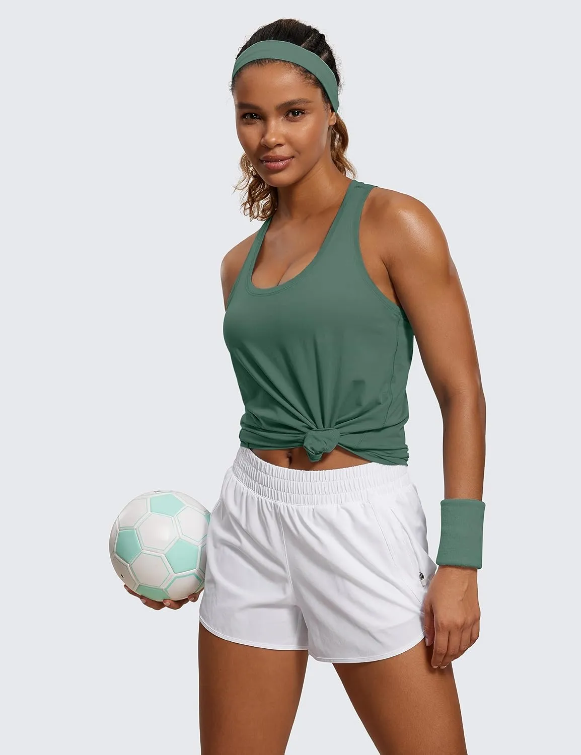 CRZ YOGA Womens Pima Cotton Racerback Workout Tank Tops Scoop Neck Athletic Loose Sleeveless Shirts