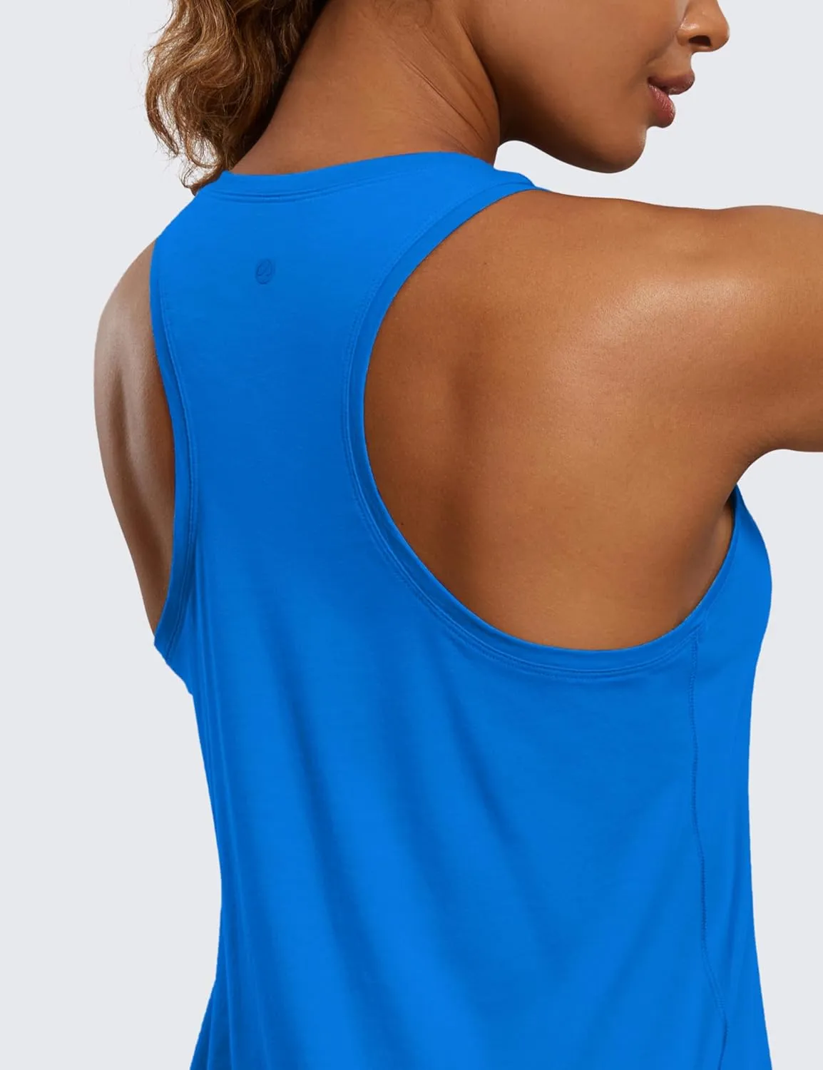 CRZ YOGA Womens Pima Cotton Racerback Workout Tank Tops Scoop Neck Athletic Loose Sleeveless Shirts