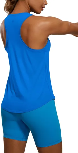 CRZ YOGA Womens Pima Cotton Racerback Workout Tank Tops Scoop Neck Athletic Loose Sleeveless Shirts