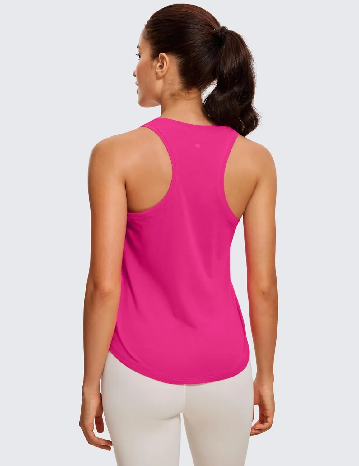 CRZ YOGA Womens Pima Cotton Racerback Workout Tank Tops Scoop Neck Athletic Loose Sleeveless Shirts